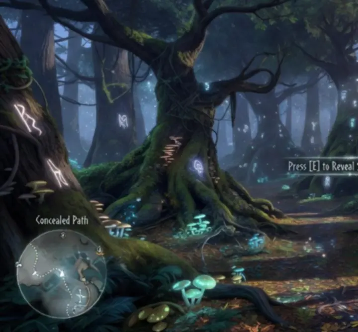 Adventuring party discovering a secret path across a fantasy battlefield