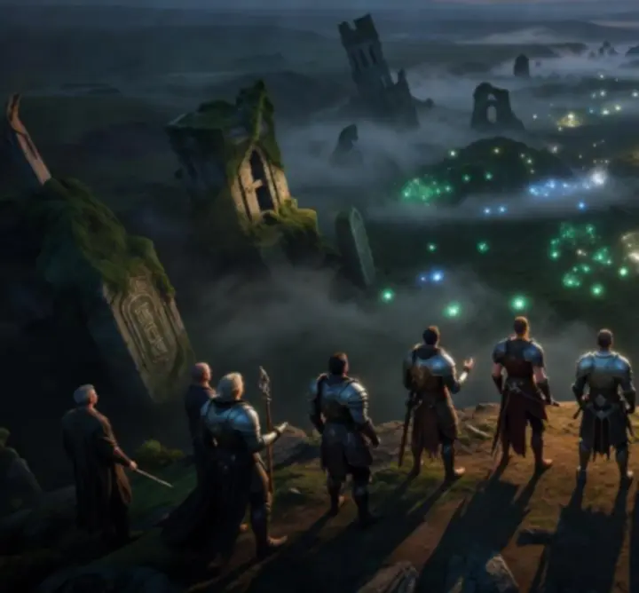 Cinematic fantasy battlefield from Divinity: Original Sin 2 with mages and warriors clashing in tactical formation.