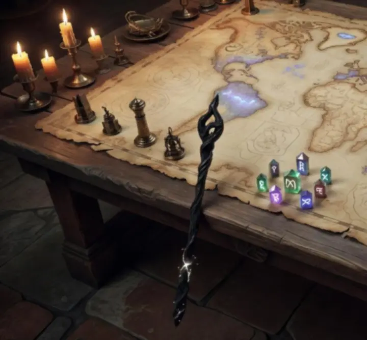 Stylised fantasy world map of Rivellon with glowing tactical markers